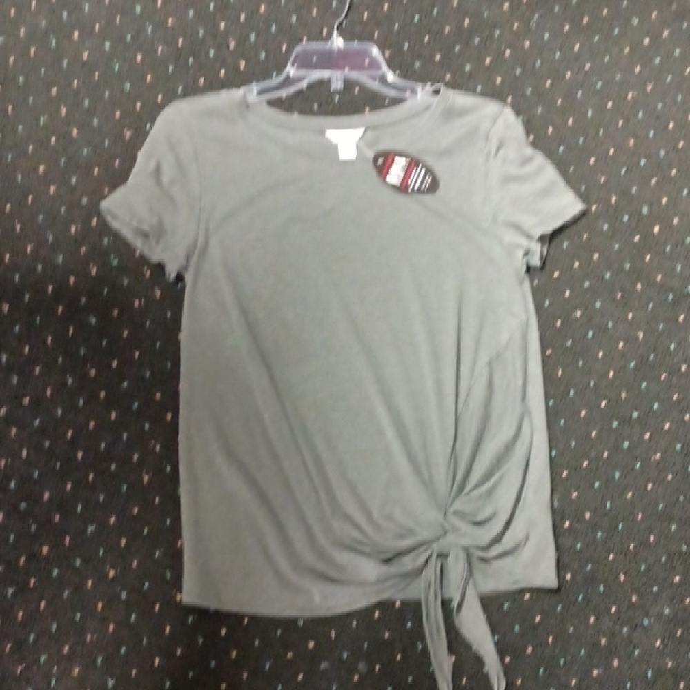 Caslon Olive Short Sleeve Top with Side Tie
